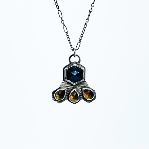 Mossy Blue Kyanite and Citrine Necklace