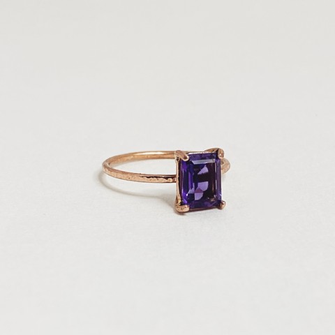Amethyst and 14K Rose Gold Ring