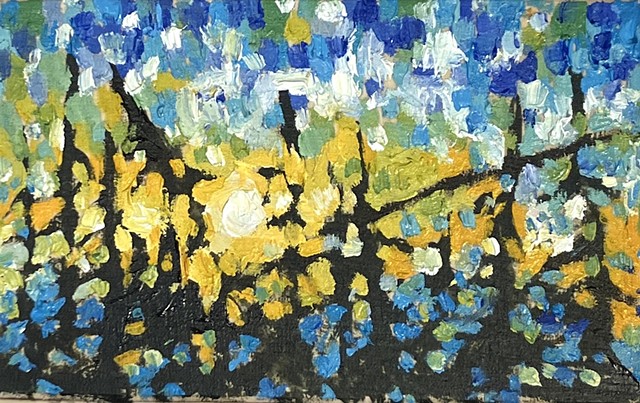 Tiny Forest Study 3 2.5x4 Oil on birch ply $50.00 +HST SALE $40 + HST