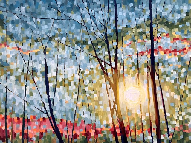 All the Light filling the forest, 36x48, oil on canvas, $3500 GRATITUDE SALE $2800 + HST (BC)