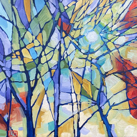 Stained glass forest | 12 x 12 | Oil on canvas