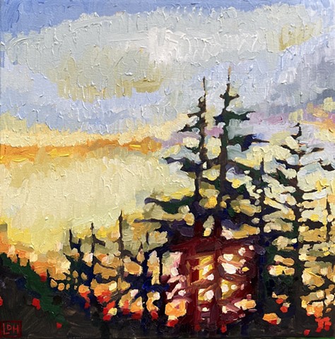 Morning breaking in the woods 12x12 Oil on canvas $375 +hst SALE $300 +HST