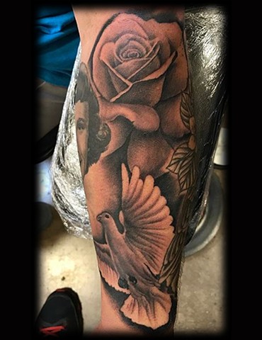 Ron Meyers - Rose & Dove Tattoo
