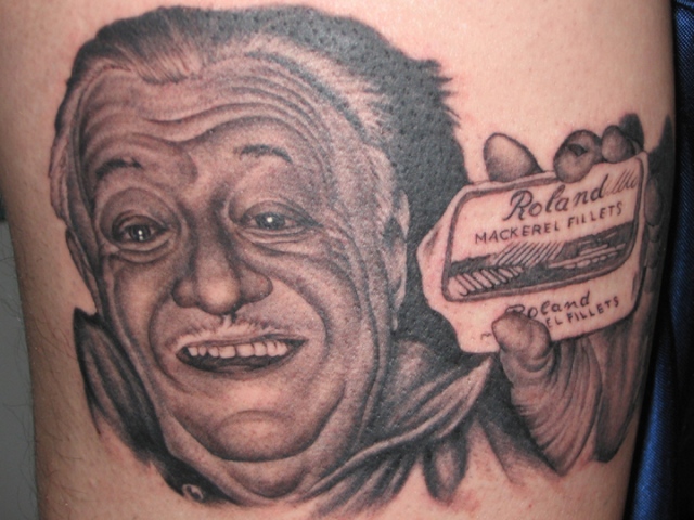 Ron Meyers - Tattoo of grampafrank on Wes from Body Language tattoo in columbus. 