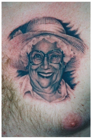 Ron Meyers - Tattoo of Clients Gramma