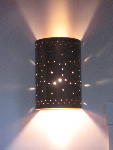 Perforated Copper Wall Light Fixture