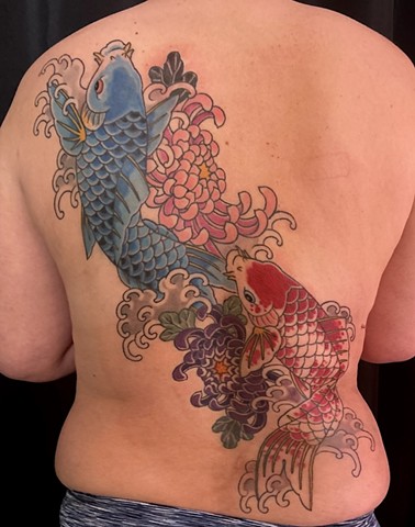 Koi Kikusui (Carp, Chrysanthemum and Water)