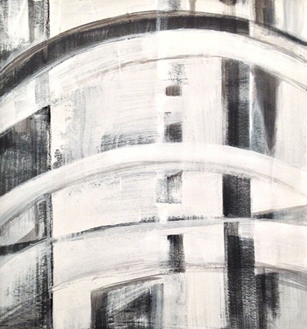 Abstract painting architectural black white texture organic landscape sculptural