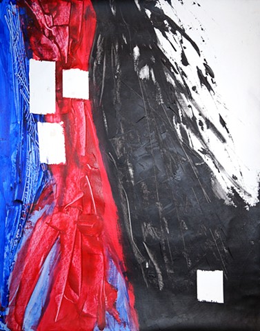 Colorful art modern abstract expressionist painting red black blue texture dramatic