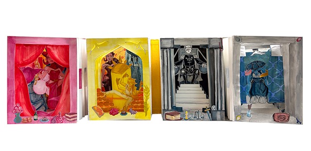 Interior Spread of Four Tunnel Books