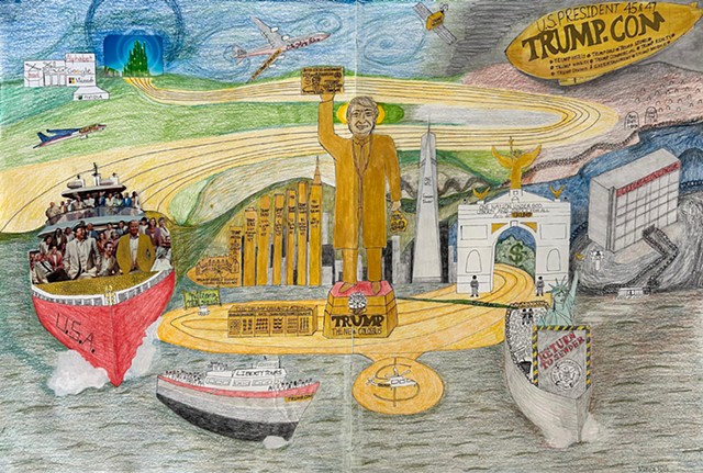 "Trump Dot Com" by Monica Milton, Intro to Illustration, 2026