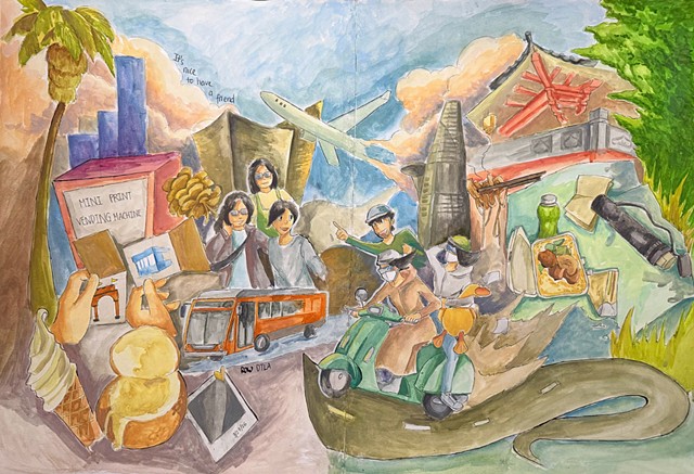 "Along the Way" by Ngoc Nhan, Intro to Illustration, 2026