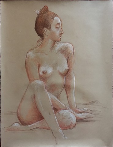 Life drawing, nude seated