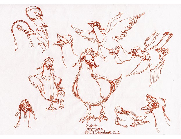 Rocket Pigeon preliminary drawing #6