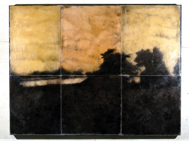 Photographic oil print landscape, from the Ballad of Delia, by E.E. Smith