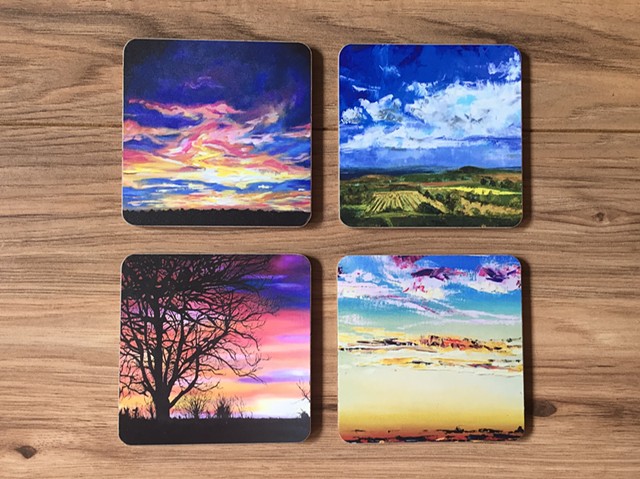 Set of four coasters, 4 designs 