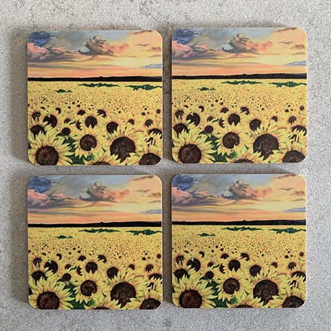 Set of 4 Sunflower Fields coasters