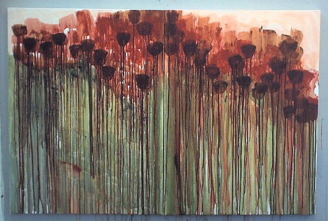 "POPPIES" diptych (40" x 30" each)