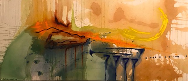 SOLD "AS THE EARTH WARMS" (30" x 72") Acrylic, Oil on Raw Canvas