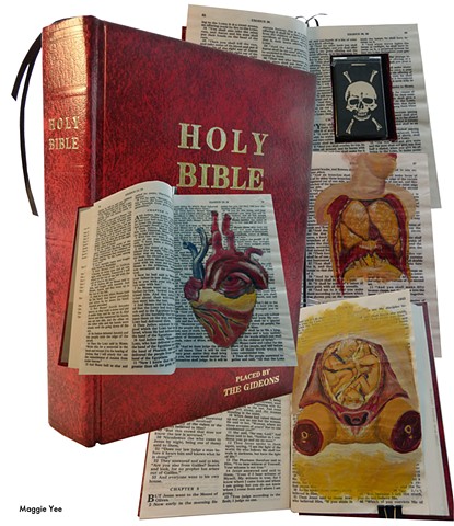 altered book, Bible, anatomy images, maggieyee