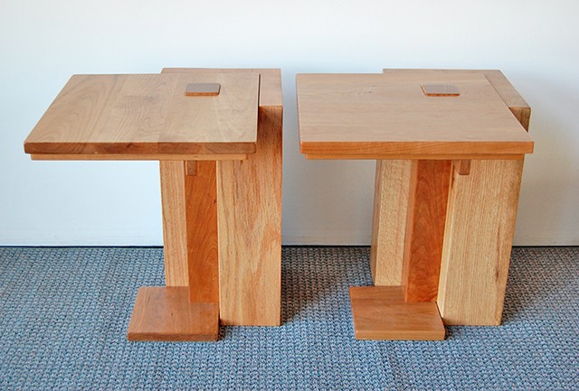 Praire theme End Tables, 25 x 25 x 21 h, cherry on red oak.
