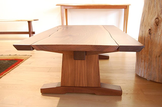 Elms Collection - English elm on walnut coffee table