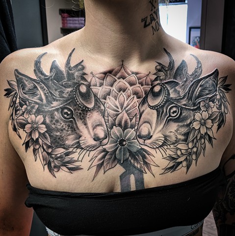 Pair o’ Jackalopes, a Mandala, and partial cover-up