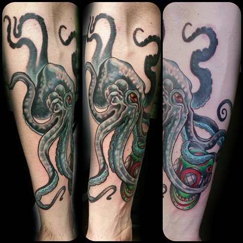 Octopus and Diving Helmet