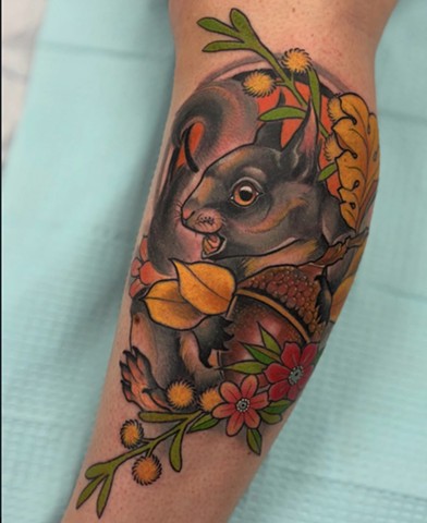 A Happy Squirrel & Acorn