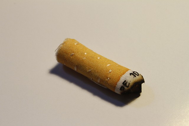 Cigarette Butt found in Grand Lane and recreated with Embroidery 
