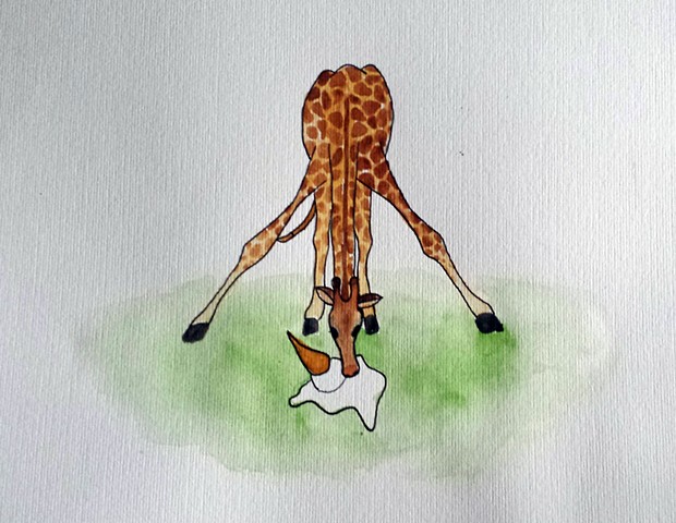 Watercolour painting of Giraffe