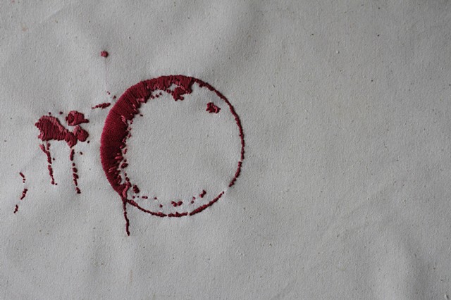 Hand embroidered wine stain