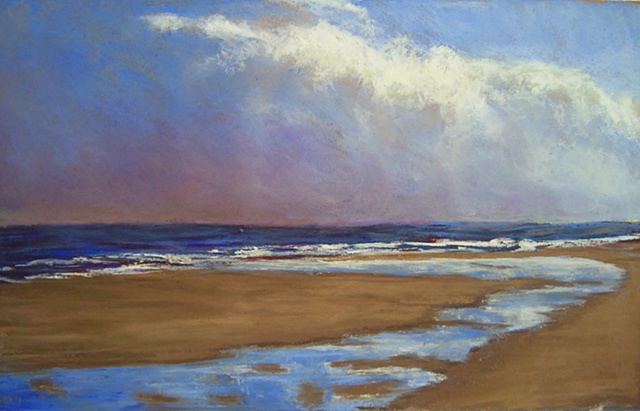 outgoing tide, beach, sand, sky, Maine, Kennebunk, Wells