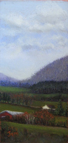 pastel painting, berkshires, hill towns, western massachusetts, fall landscape