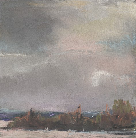 landscape, pastel, small, low horizon, constable, moody, sky, sunset, winter