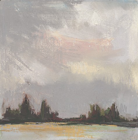 landscape, pastel, small, low horizon, constable, moody, sky, sunset, winter