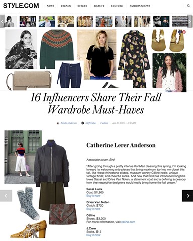 Style.com: 16 Influencers Share Their Wardrobe Must-Haves for Fall