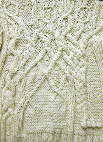 Knit-down hand-knit cable swatch for Anthropologie