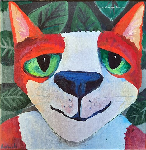 cat man with leaves
