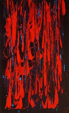 oil, painting, red, abstract painting by Robert John Glass