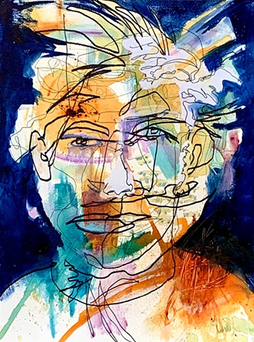 mixed media abstract portrait