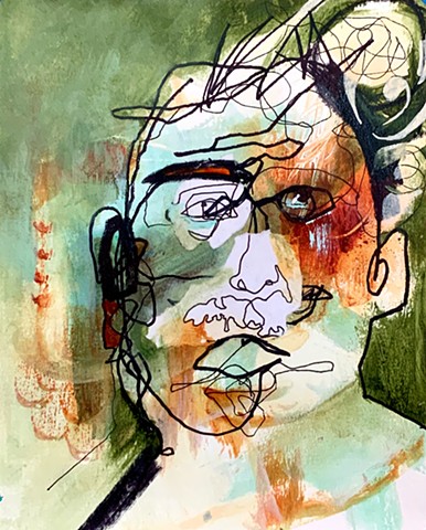mixed media abstract portrait