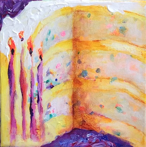 contemporary art, abstract art, acrylic painting, intuitive art, comfort food, soul food, birthday cake