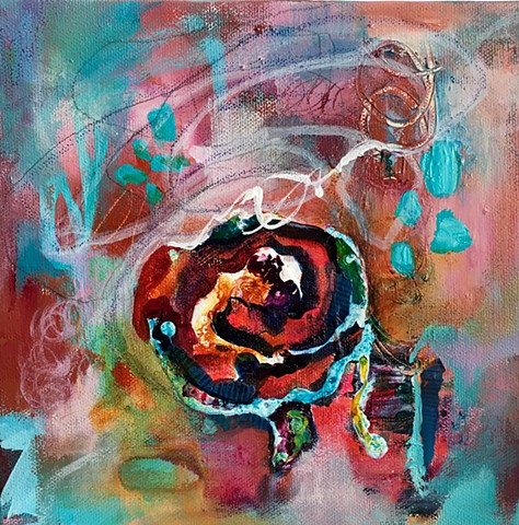 contemporary art, abstract art, acrylic painting, intuitive art, comfort food, soul food, cinnamon roll