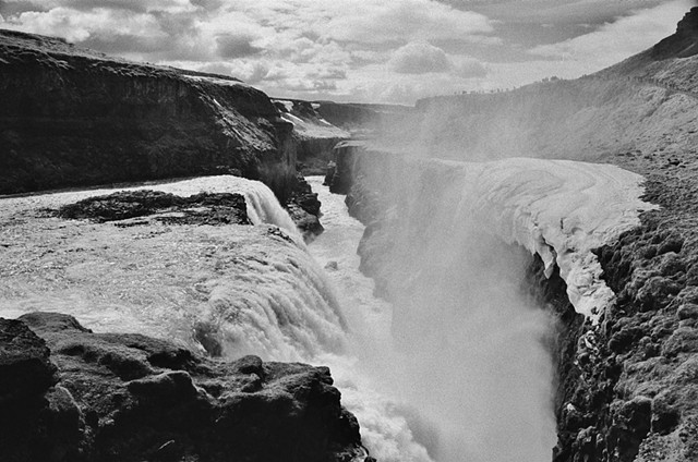 black and white, photo,waterfall, Island