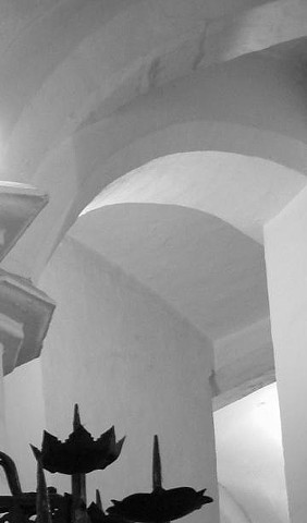black and white, photo, vaulted chaple ceiling, The Netherlands