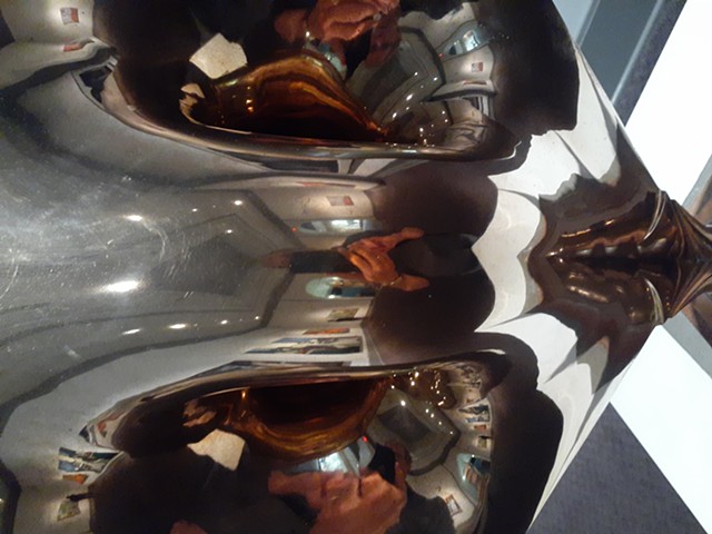 Selfie Reflection in a Shiny Sculpture 