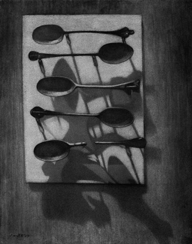 Trompe l' oeil Shadows Series, #1 Museum Spoon Display with Complex Shadows