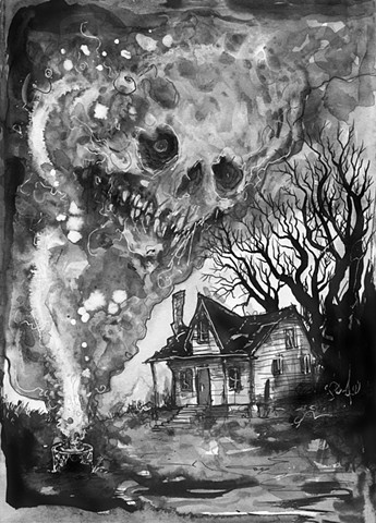 HP Lovecraft, Fantasy Horror Illustration, Album Cover, Dark art, Weird Art