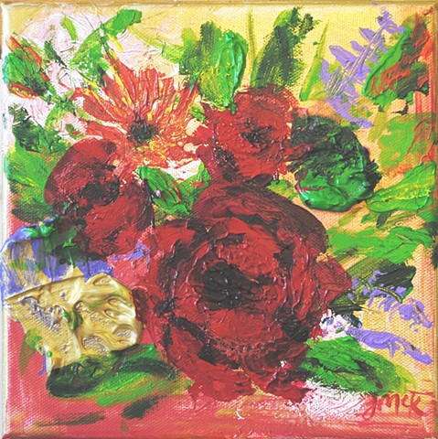 Floral acrylic painting on canvas